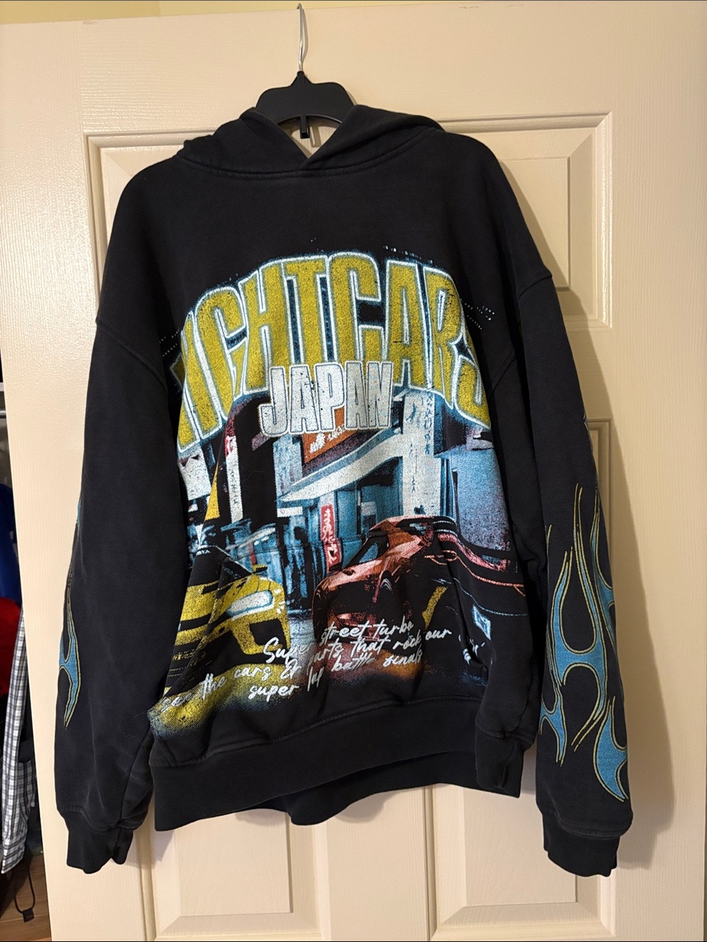 PacSun Black Hoodie with Yellow & Blue Graphic